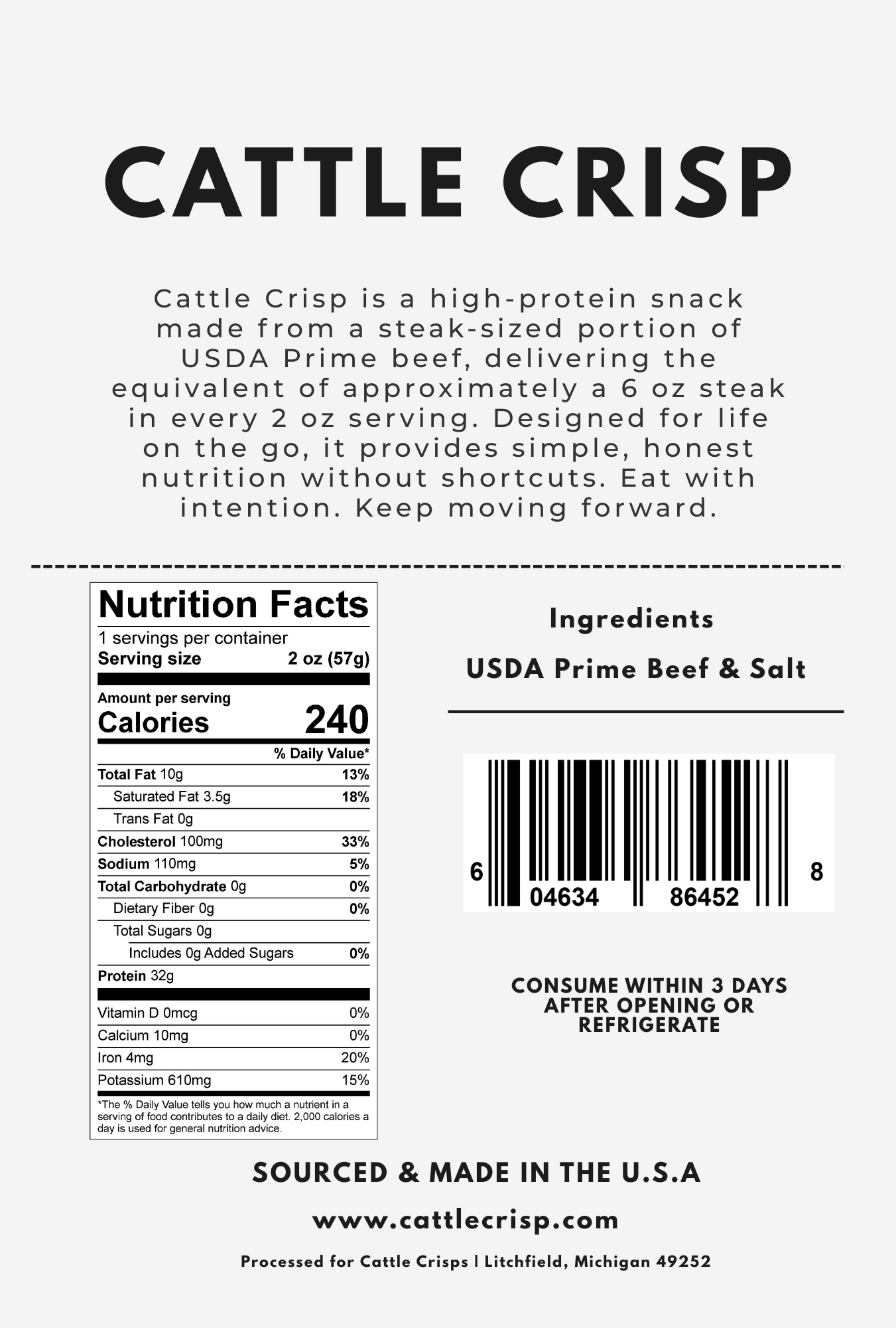 Cattle Crisp Beef Chips — 32g Protein Meat Snack, 2 oz