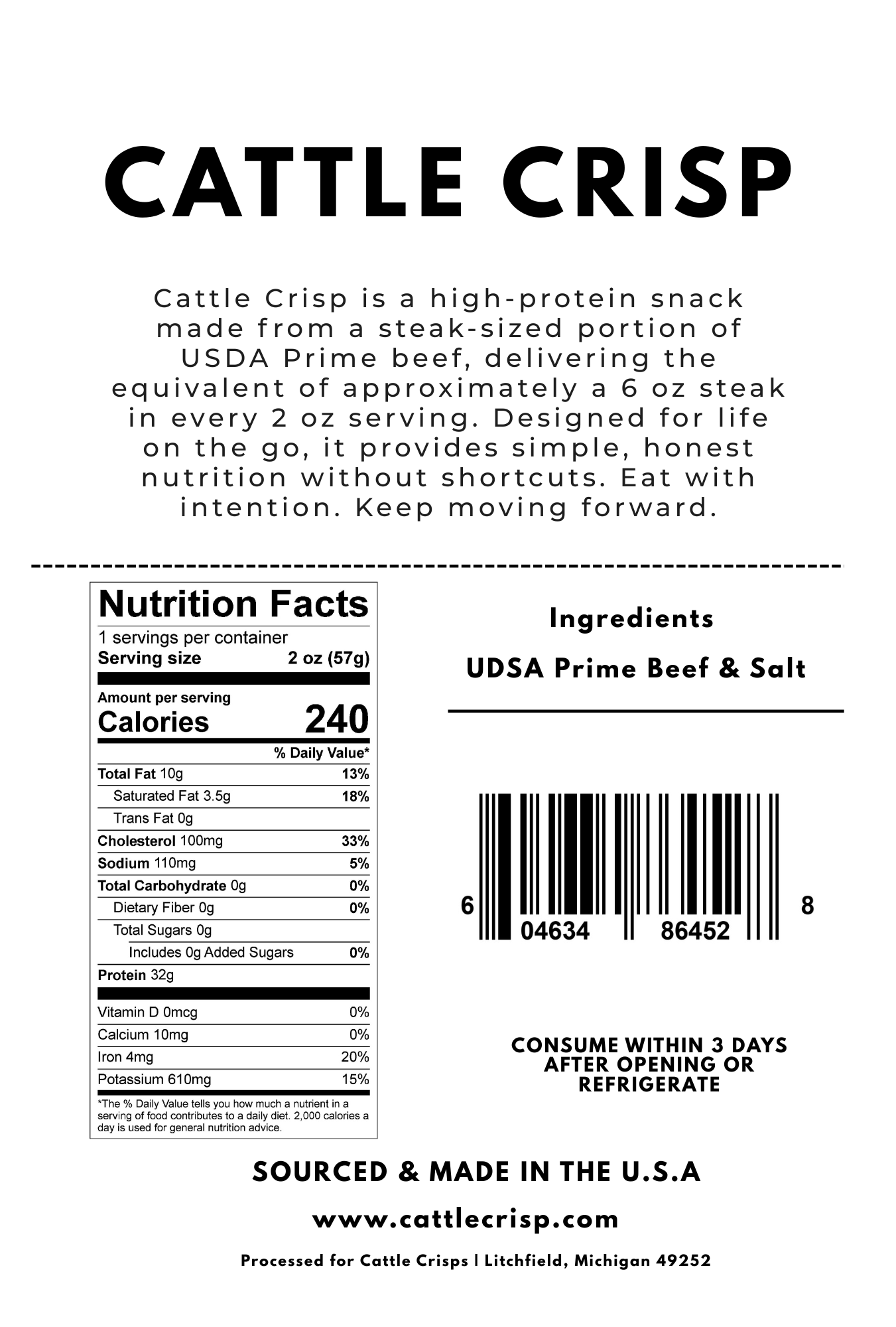 Cattle Crisp Beef Chips — 32g Protein Meat Snack, 2 oz