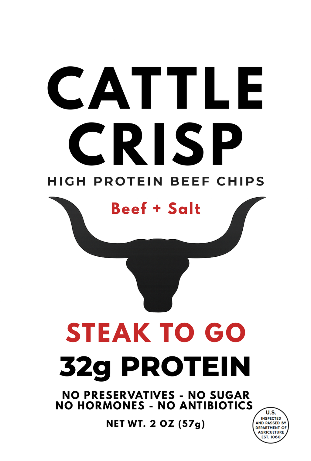 Cattle Crisp Beef Chips — 32g Protein Meat Snack, 2 oz