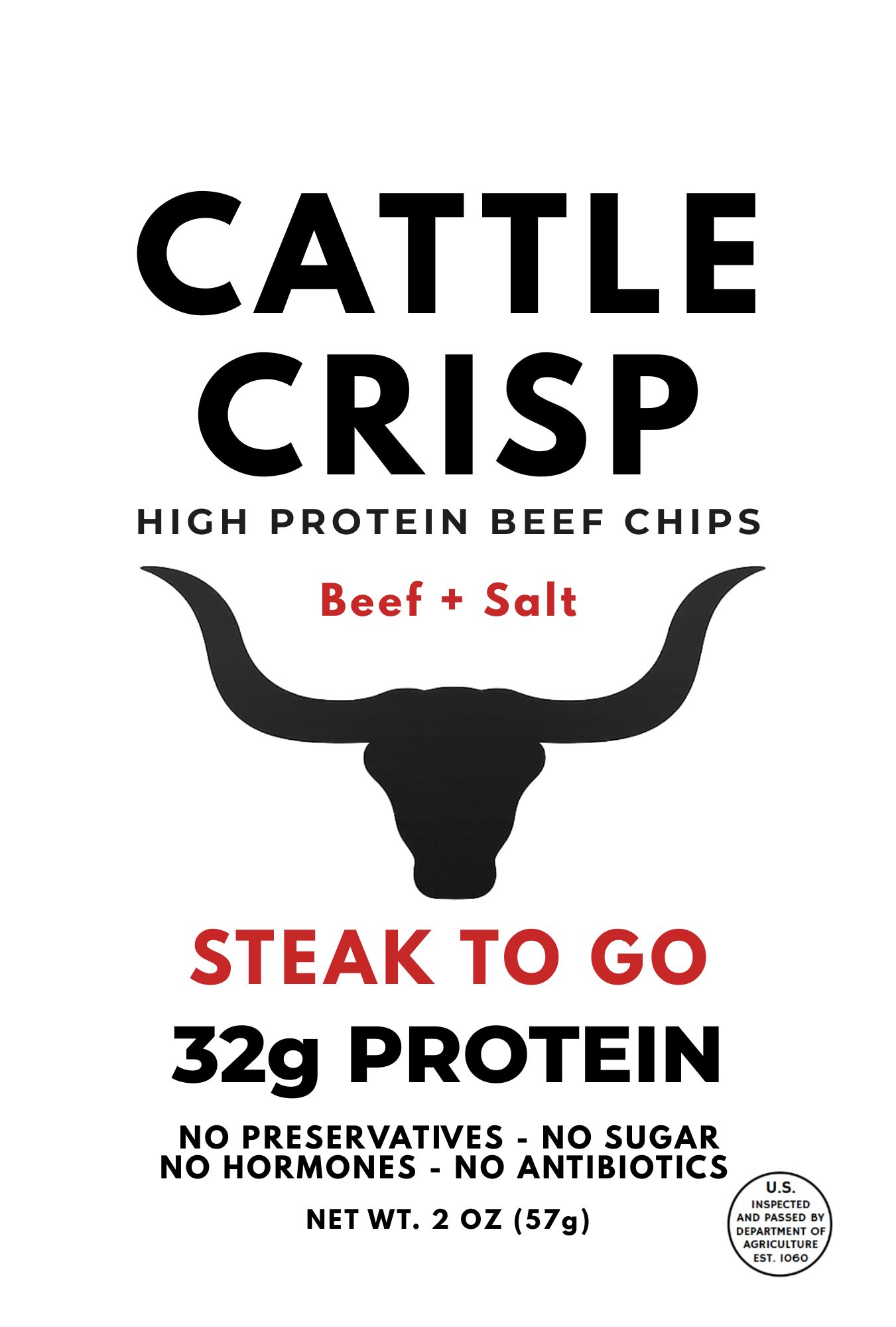 Cattle Crisp Beef Chips — 32g Protein Meat Snack, 2 oz