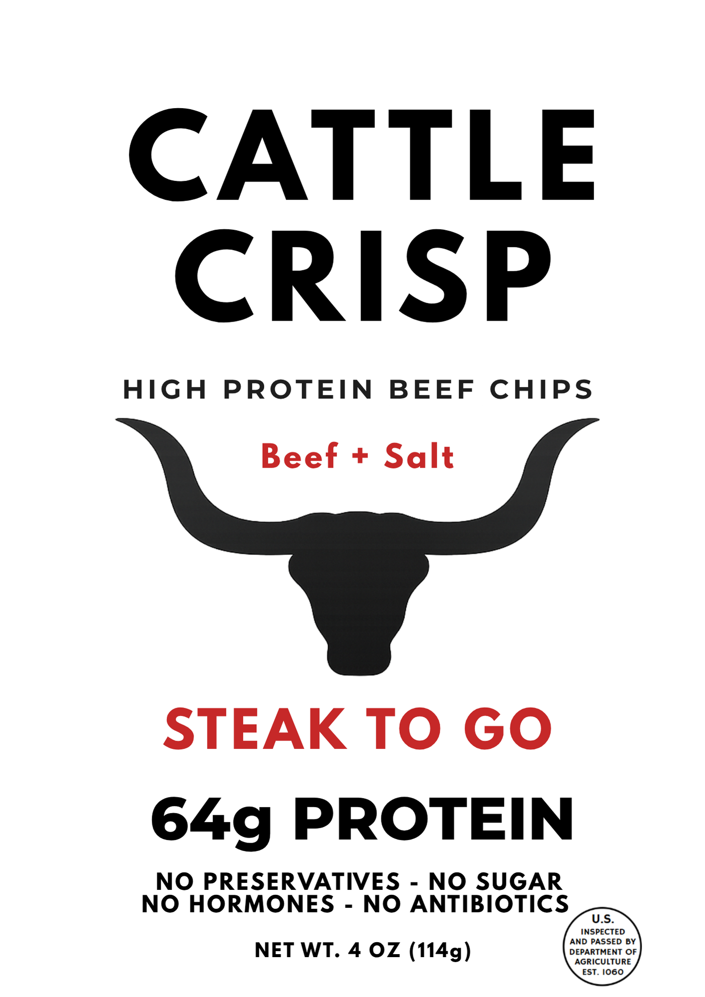 PRE ORDER ONLY - Cattle Crisp Beef Chips — 64g Protein Meat Snack, 4 oz